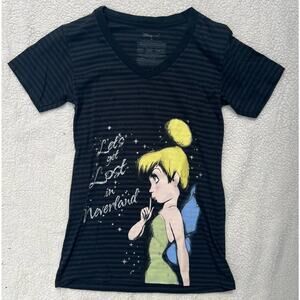 Disney Peter Pan Tinkerbell Striped Graphic T-Shirt Top Womens Size Medium